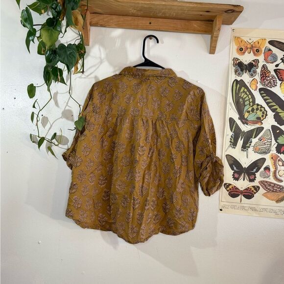 Tree of Life Mustard Button Down Shirt - Picture 3 of 3